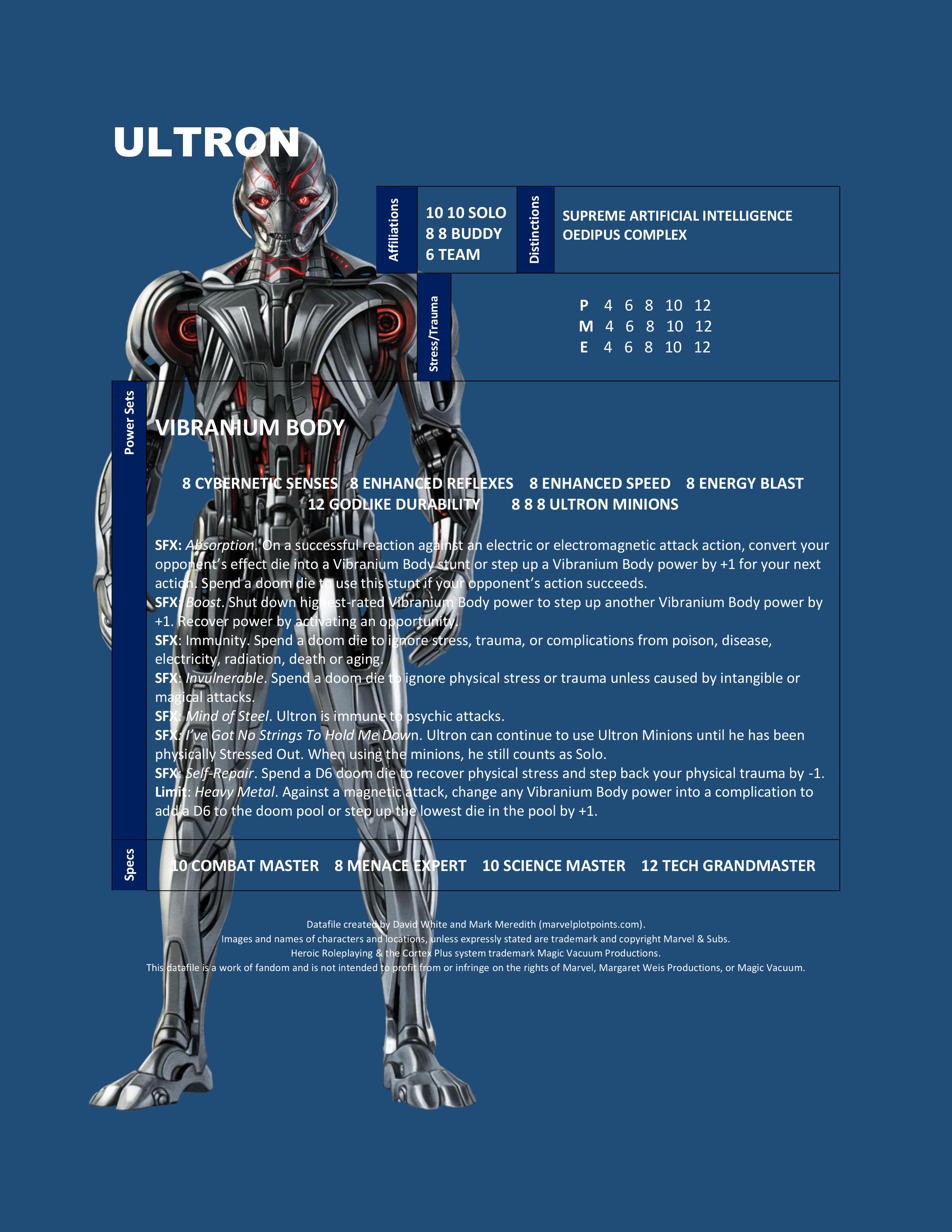 Ultron Matrix Watcher Datafile: Ultron (MCU) | Marvel Plot Points